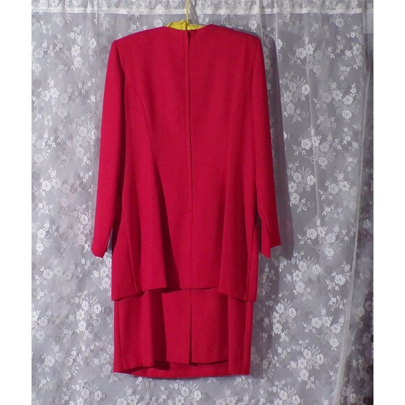 90s Dress & Jacket Set Vintage 1990s Red Mother of the Bride Outfit Size L/XL - Picture 2 of 4
